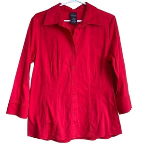 Covington Women’s blouse red button‎ front large